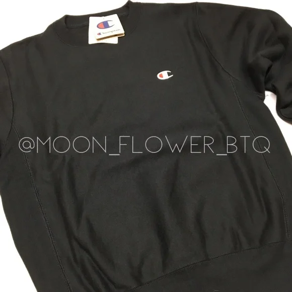 Champion Reverse Weave Crew Neck Sweatshirt Black - Picture 7 of 14